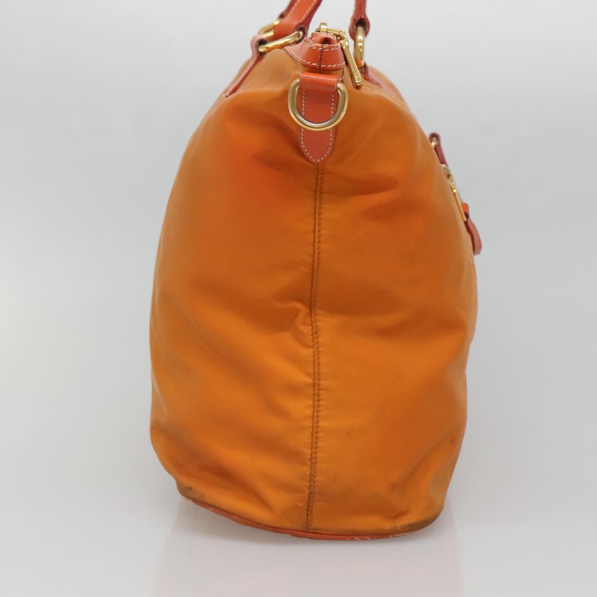 PRADA Tote Bag Nylon 2way Orange Gold Auth ep9199