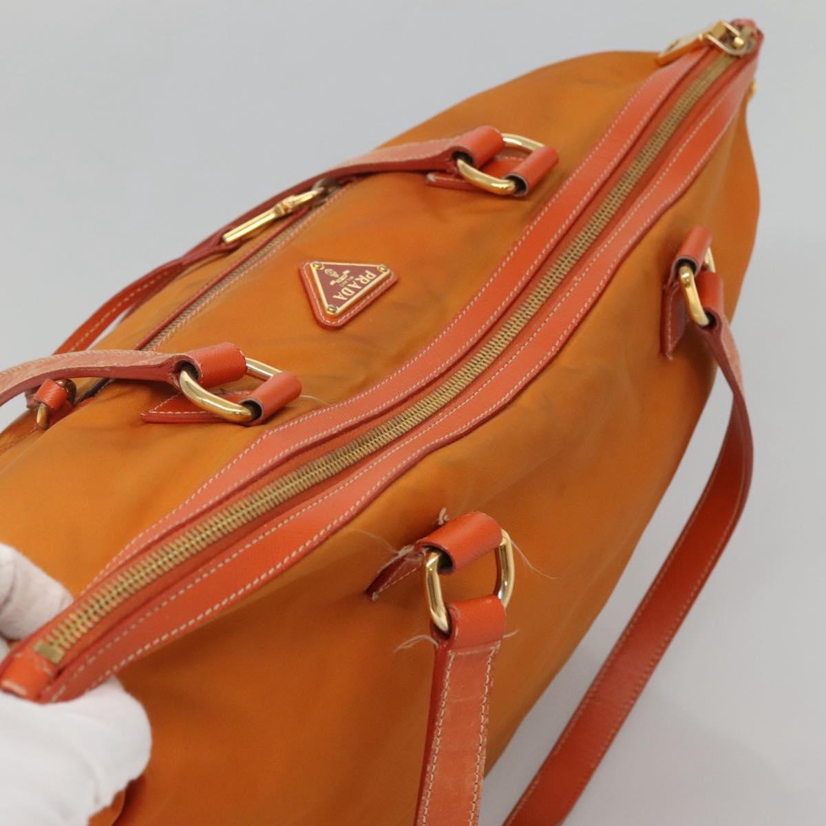 PRADA Tote Bag Nylon 2way Orange Gold Auth ep9199