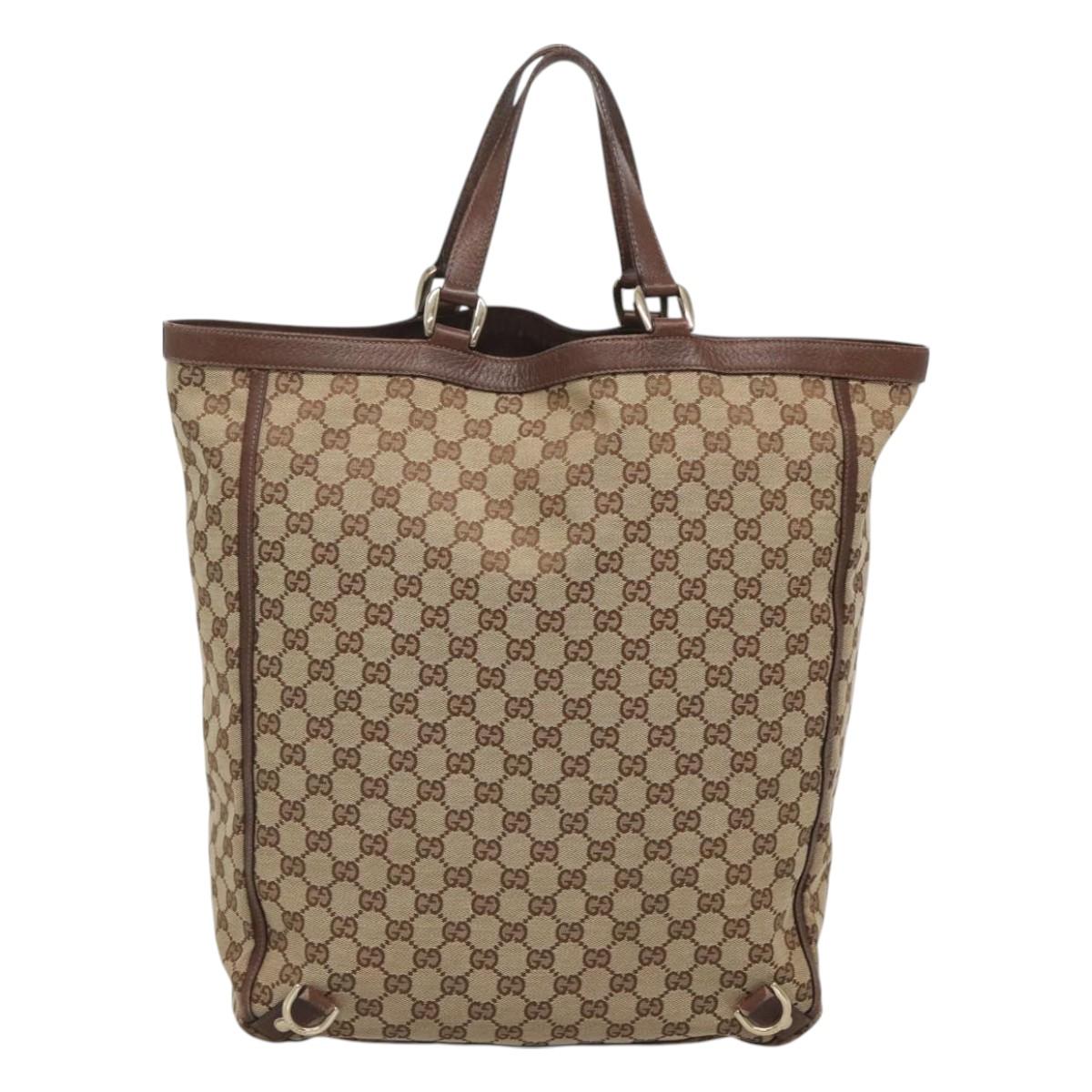 GUCCI GG Canvas Abbey Hand Bag Beige Gold 130733 Auth ep9200