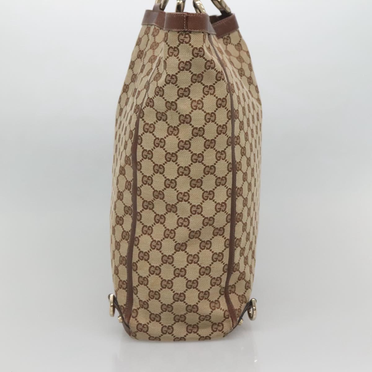 GUCCI GG Canvas Abbey Hand Bag Beige Gold 130733 Auth ep9200