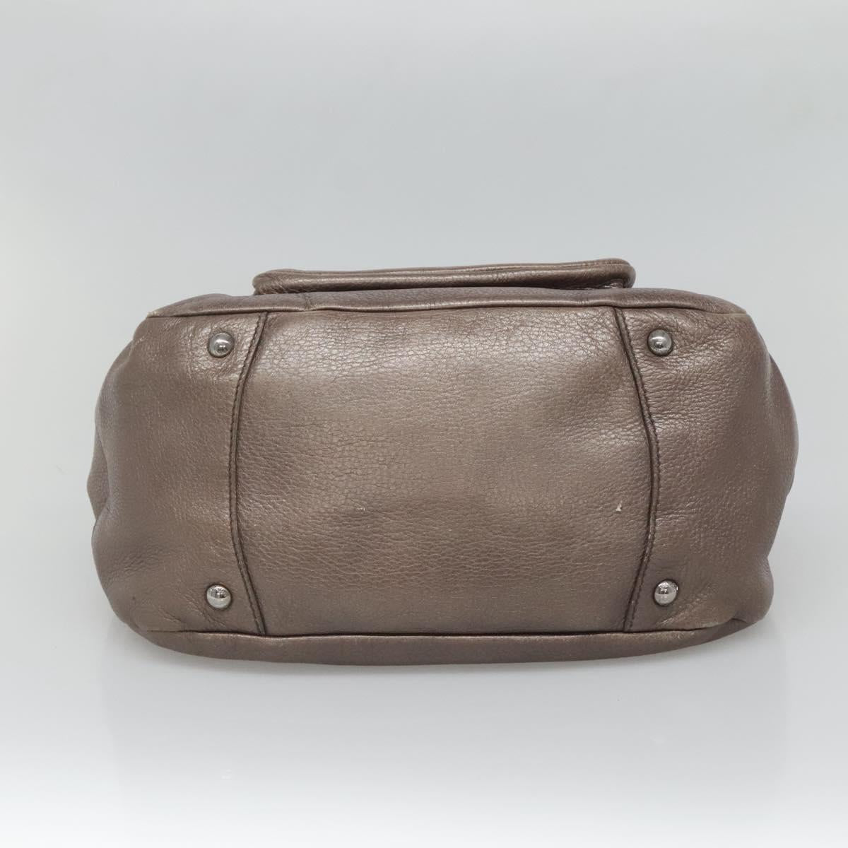 PRADA Tote Bag Leather Silver Auth ep9220