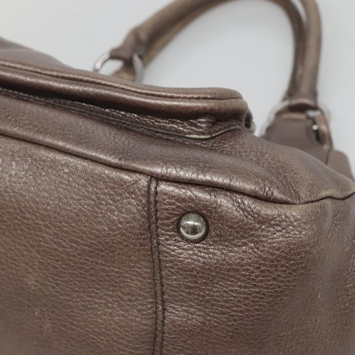 PRADA Tote Bag Leather Silver Auth ep9220