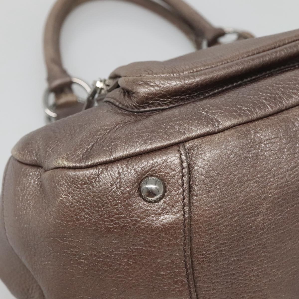 PRADA Tote Bag Leather Silver Auth ep9220