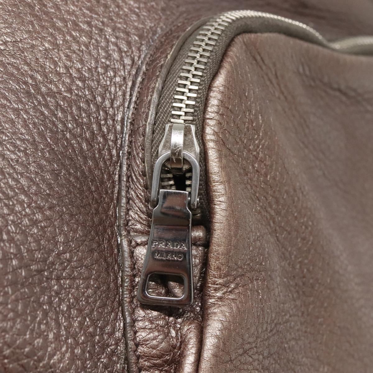 PRADA Tote Bag Leather Silver Auth ep9220