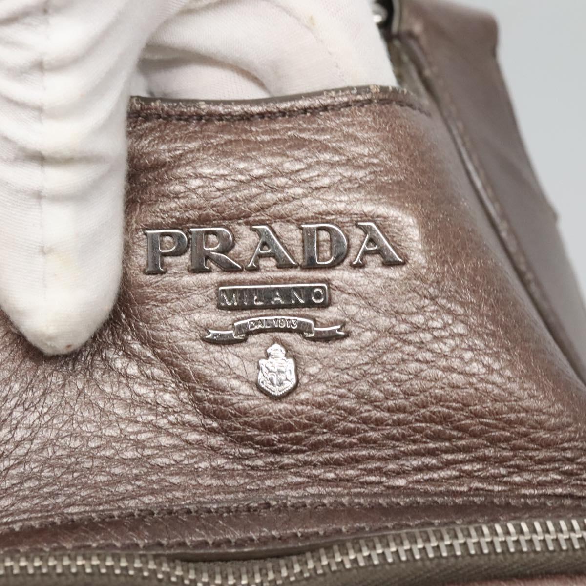 PRADA Tote Bag Leather Silver Auth ep9220