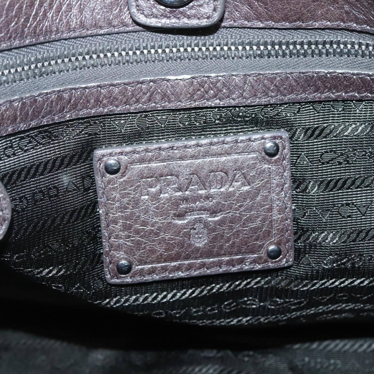 PRADA Tote Bag Leather Silver Auth ep9220