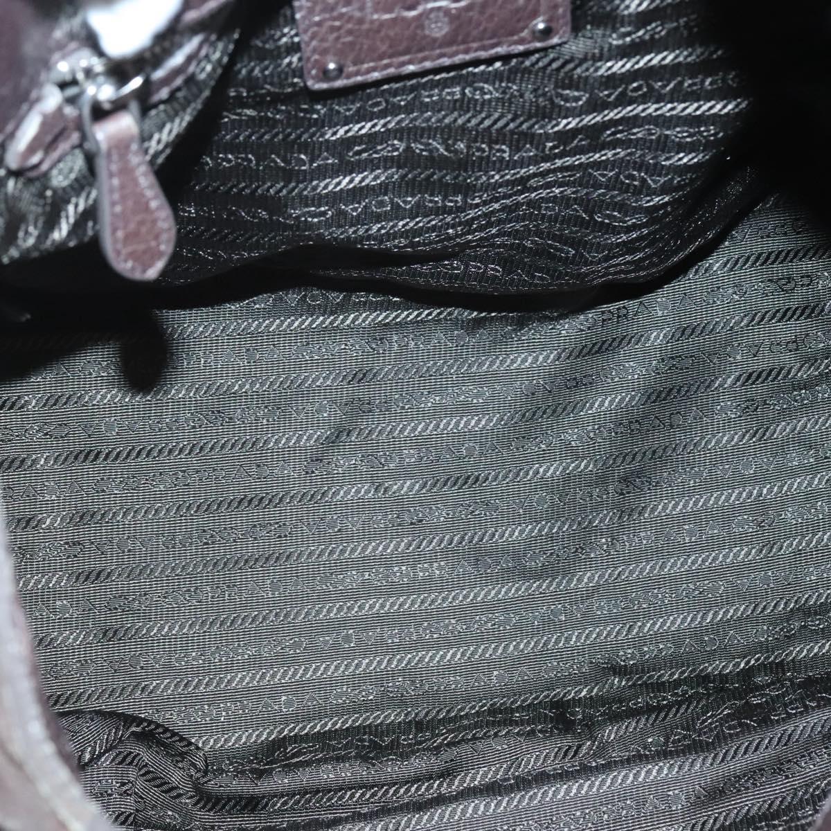 PRADA Tote Bag Leather Silver Auth ep9220