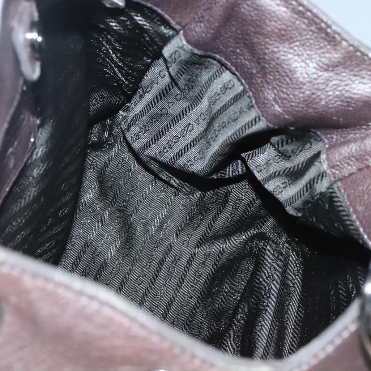 PRADA Tote Bag Leather Silver Auth ep9220