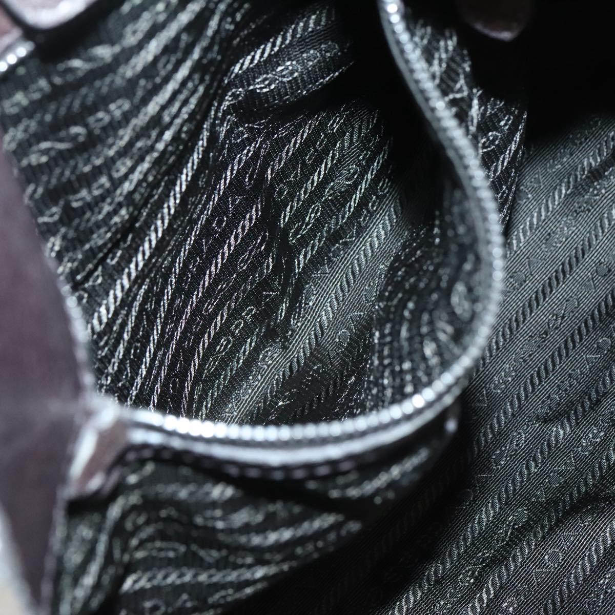 PRADA Tote Bag Leather Silver Auth ep9220