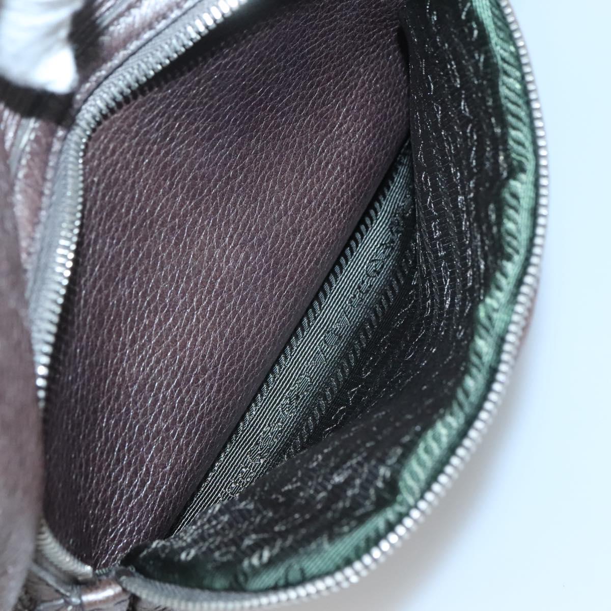 PRADA Tote Bag Leather Silver Auth ep9220