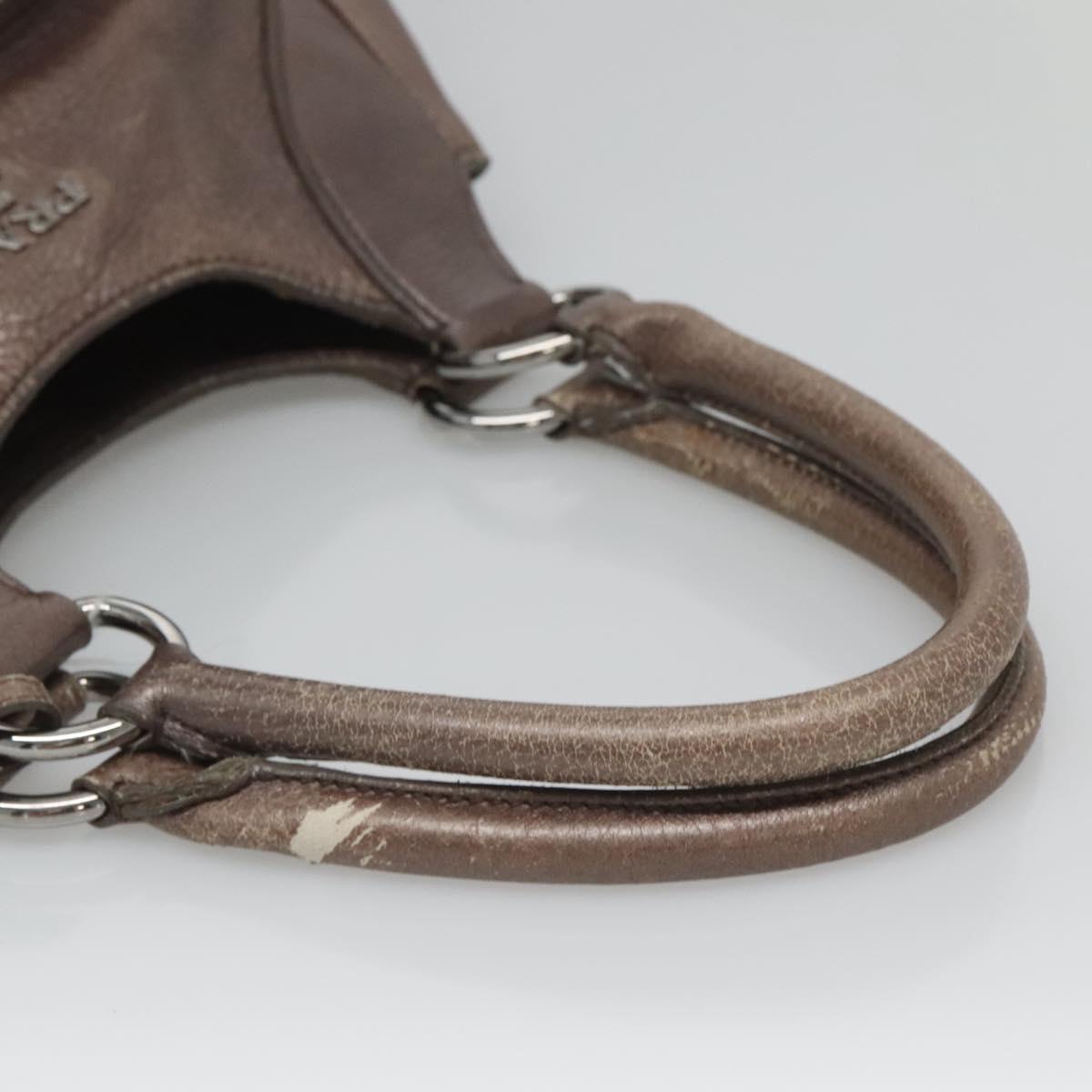 PRADA Tote Bag Leather Silver Auth ep9220