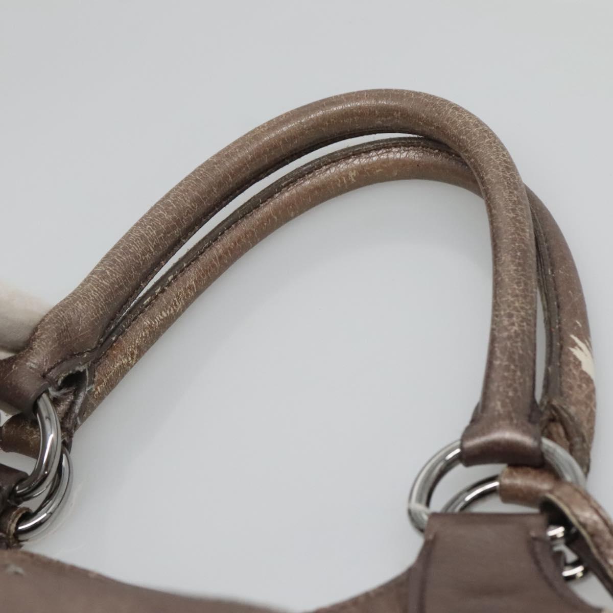 PRADA Tote Bag Leather Silver Auth ep9220