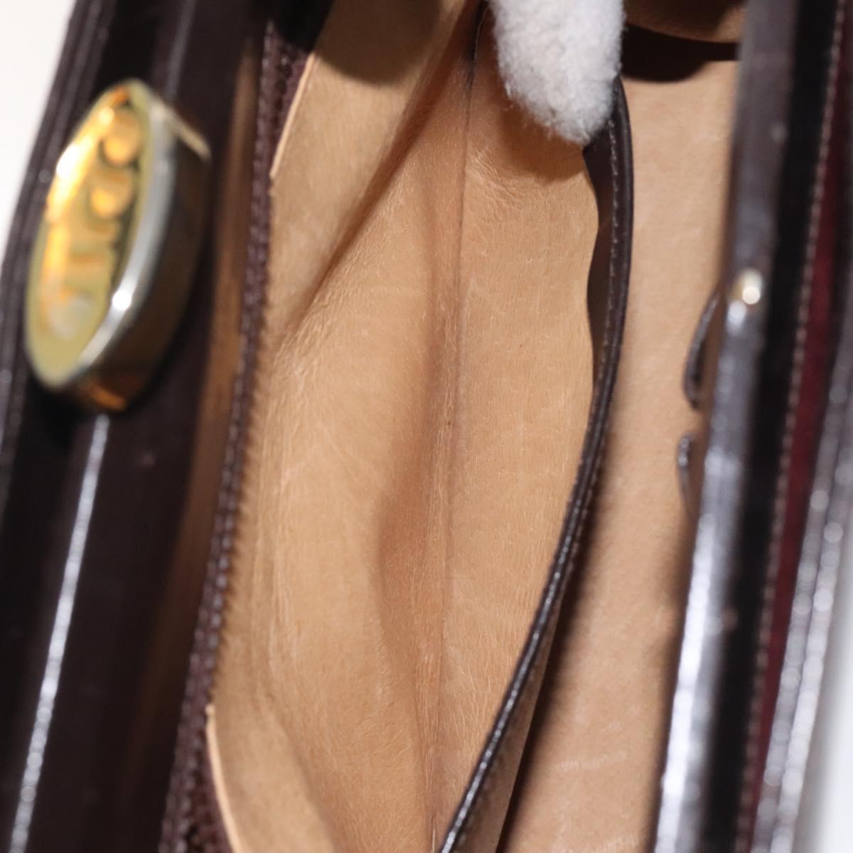GUCCI Hand Bag Leather Brown Gold Auth ep9221