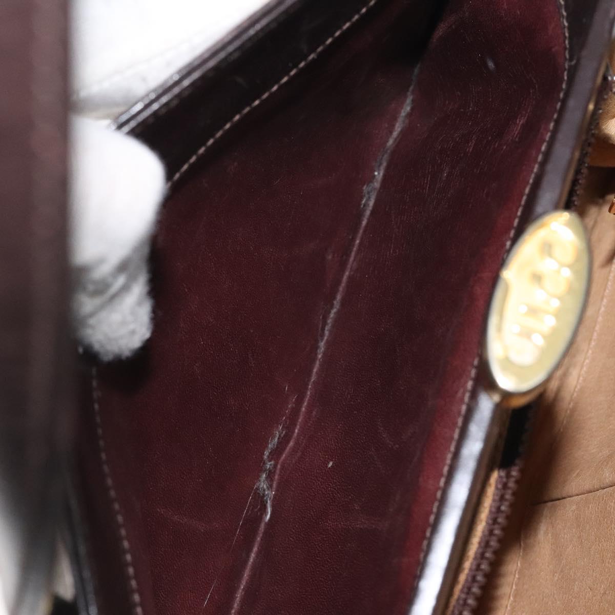 GUCCI Hand Bag Leather Brown Gold Auth ep9221
