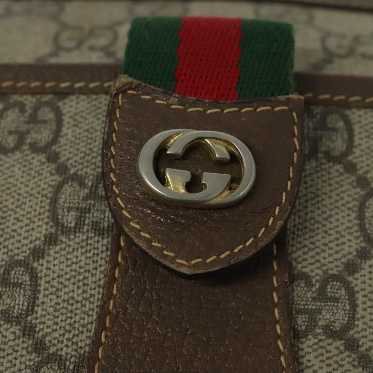 GUCCI GG Supreme Web Sherry Line Bag PVC Beige Gold 89 02 032 Auth ep9229