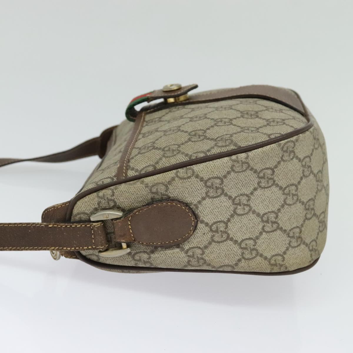GUCCI GG Supreme Web Sherry Line Bag PVC Beige Gold 89 02 032 Auth ep9229