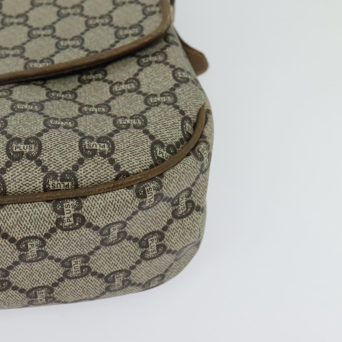 GUCCI GG Plus Supreme Shoulder Bag PVC Beige Gold Auth ep9232