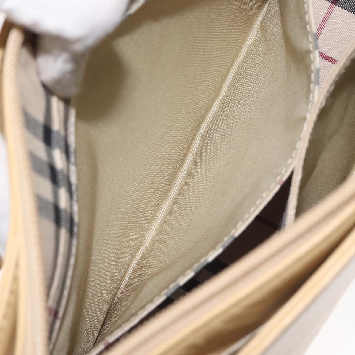 BURBERRY Shoulder Bag Leather Beige Gold Auth ep9244