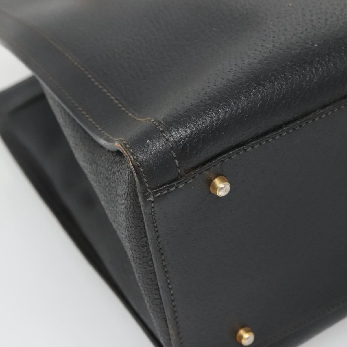 GUCCI Bamboo Hand Bag Leather Black Gold 002 1186 0260 Auth ep9257