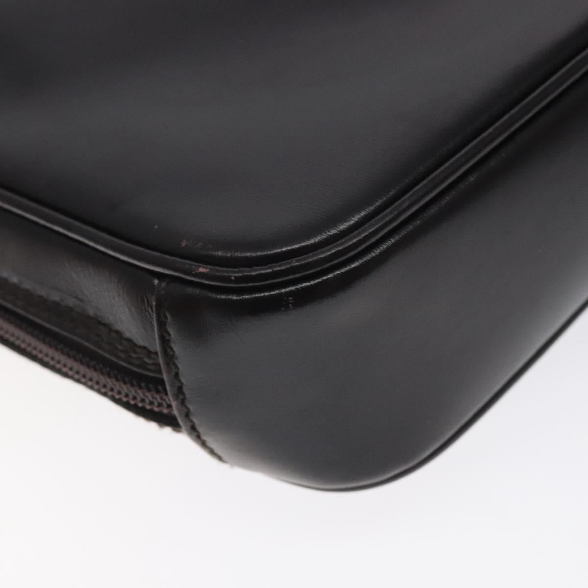 GUCCI Clutch Bag Leather Black Silver 018 0040 Auth ep9261