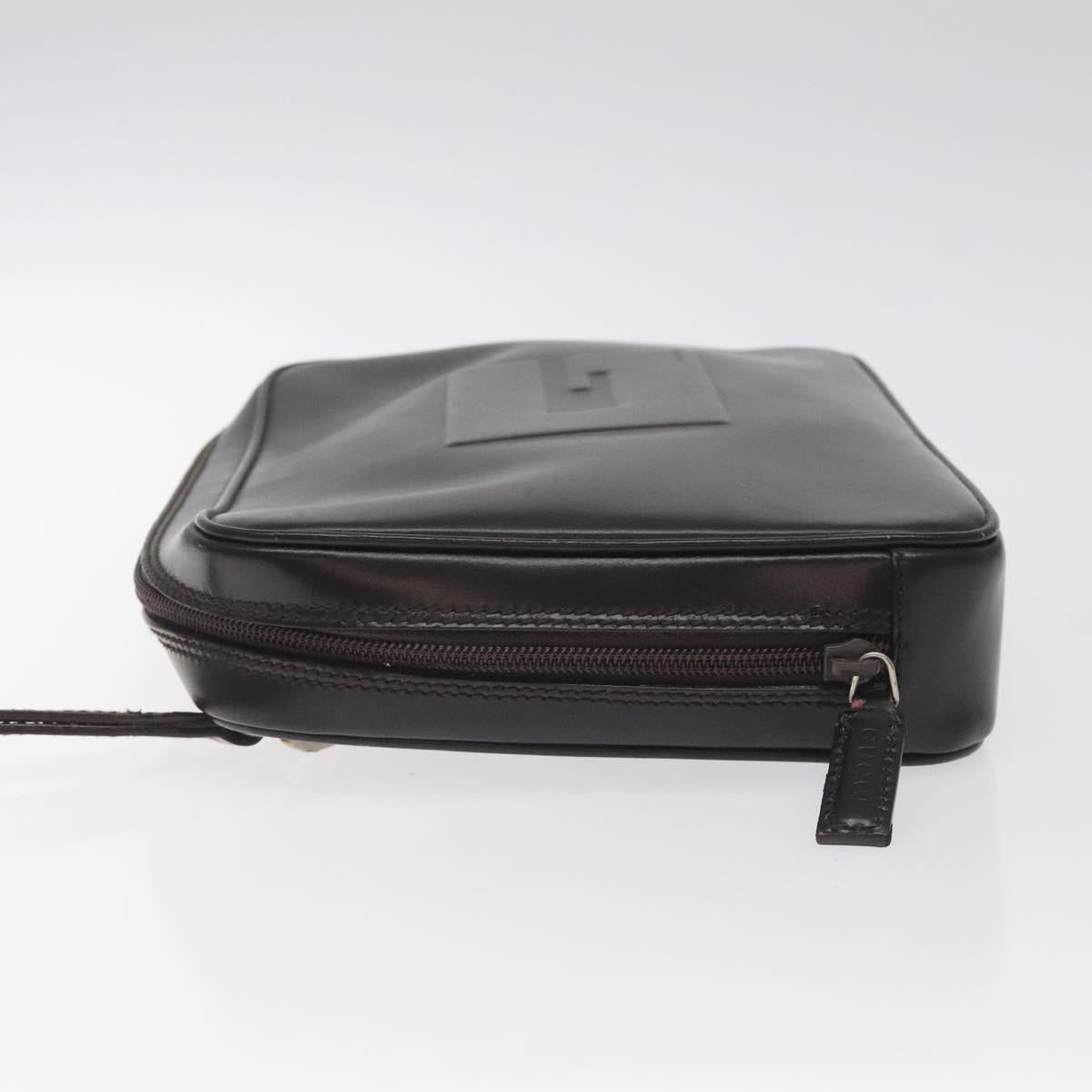 GUCCI Clutch Bag Leather Black Silver 018 0040 Auth ep9261