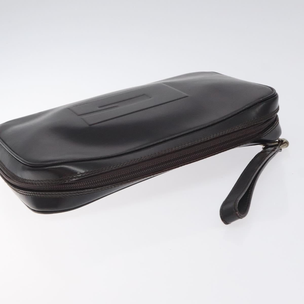 GUCCI Clutch Bag Leather Black Silver 018 0040 Auth ep9261