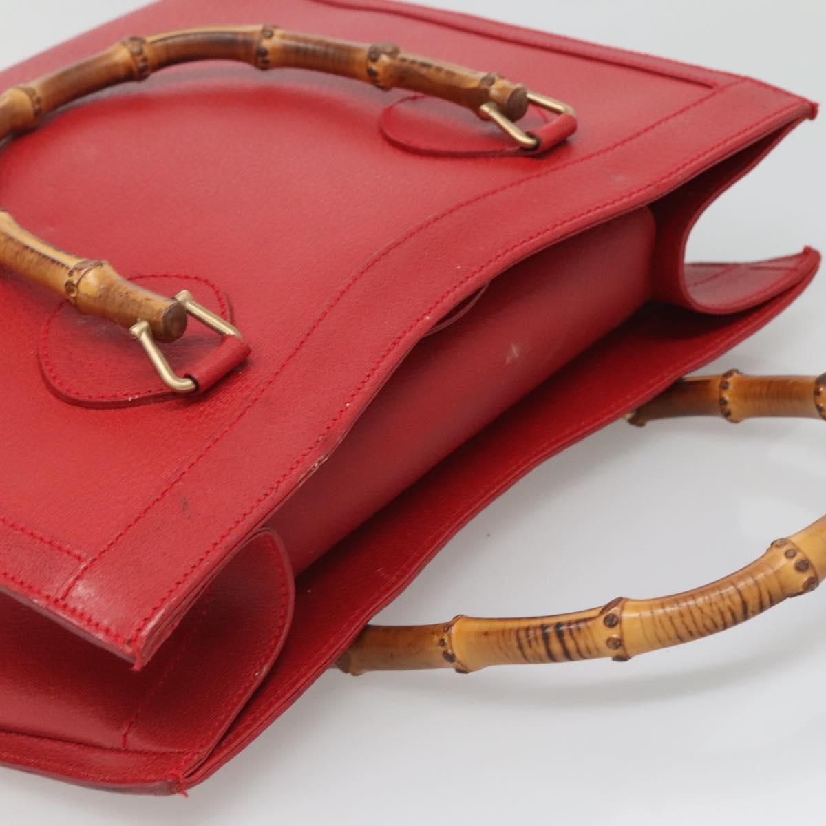 GUCCI Bamboo Hand Bag Leather Red Gold 002 2853 0260 0 Auth ep9268