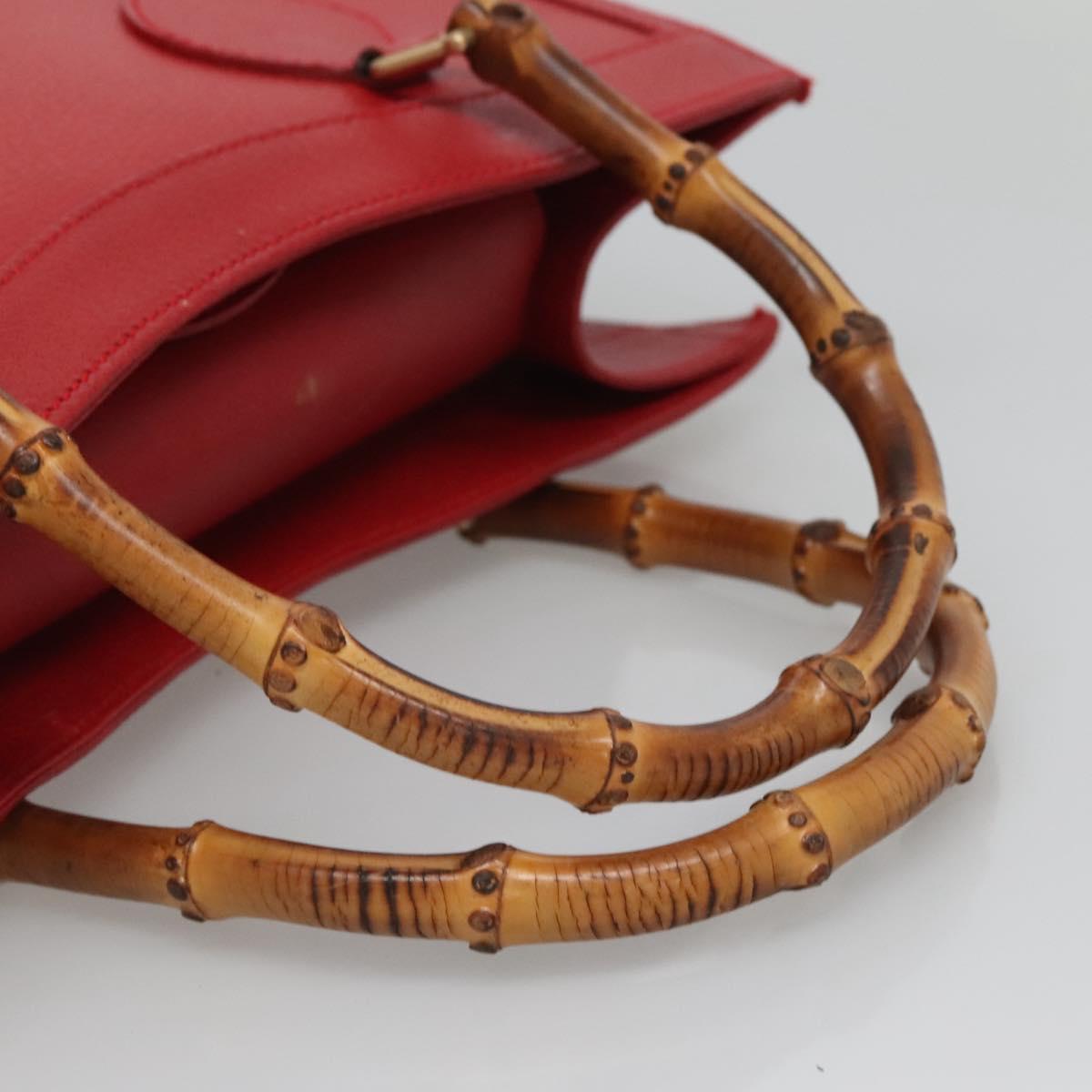 GUCCI Bamboo Hand Bag Leather Red Gold 002 2853 0260 0 Auth ep9268