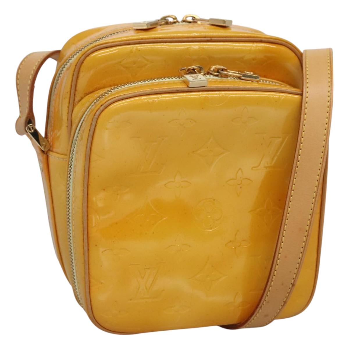 LOUIS VUITTON Monogram Vernis Wooster Bag Lime Yellow M91075 LV Auth ep9296