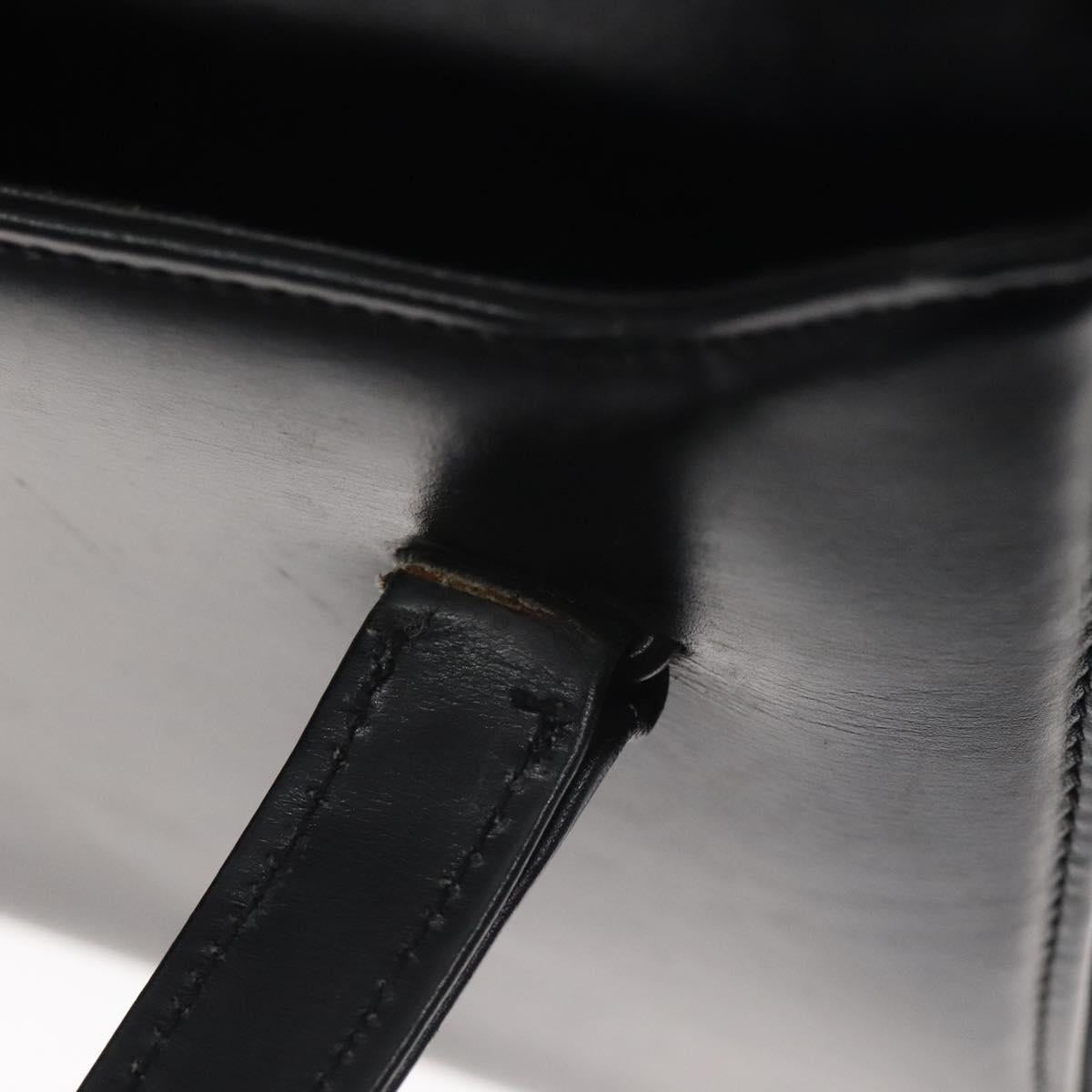 GUCCI Hand Bag Leather Black Gold Auth ep9297