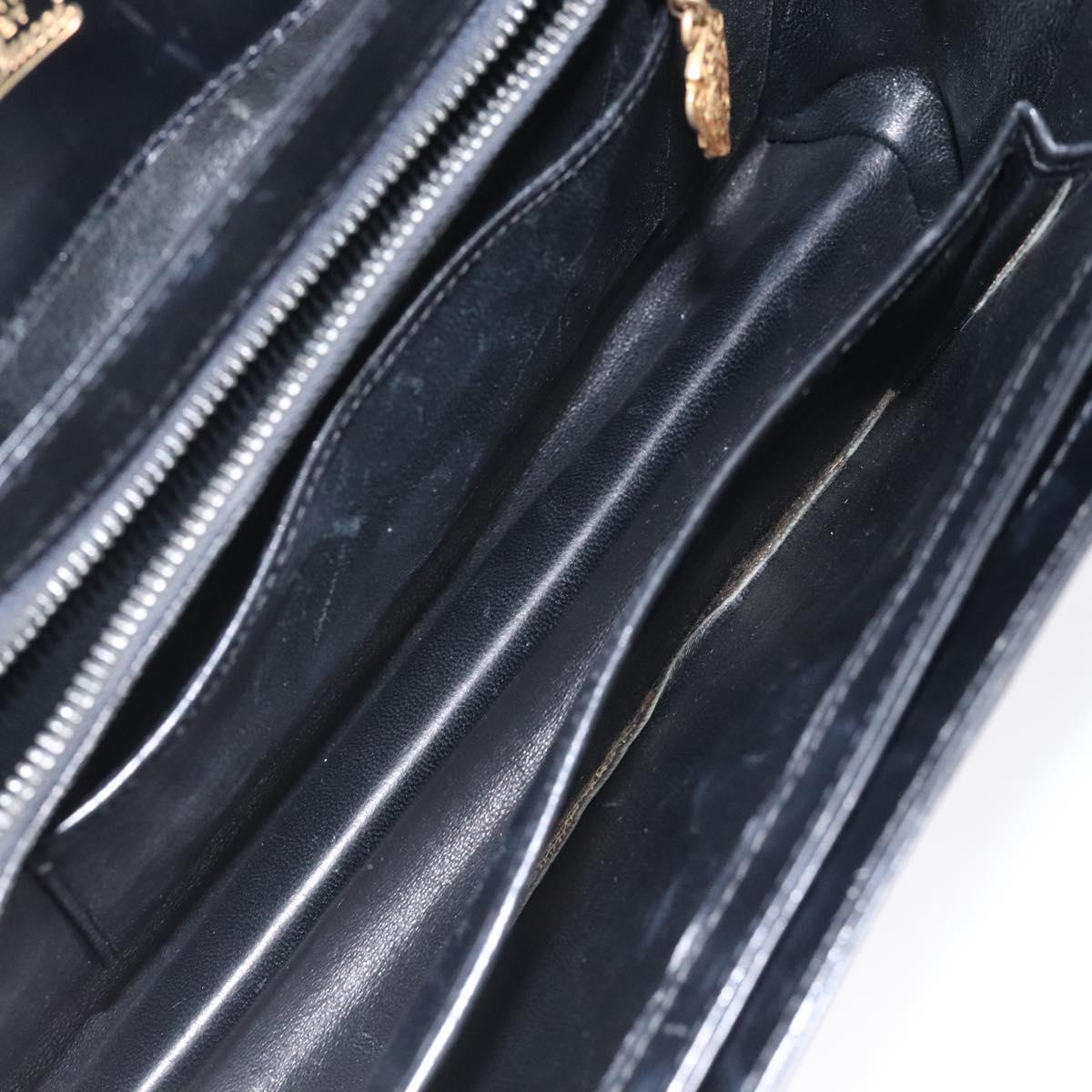 GUCCI Hand Bag Leather Black Gold Auth ep9297