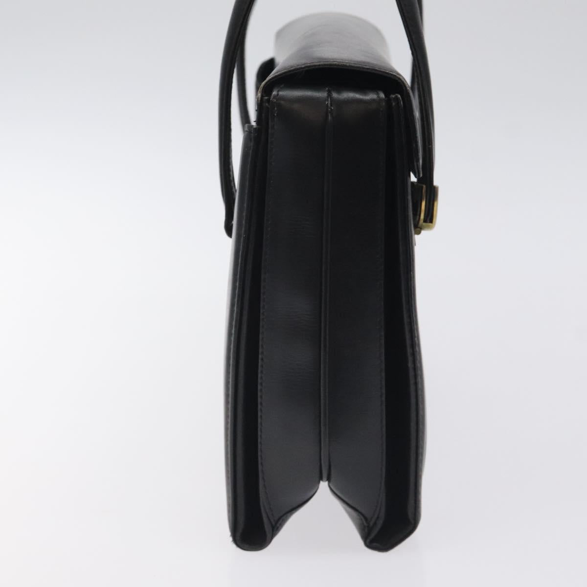 GUCCI Hand Bag Leather Black Gold Auth ep9297