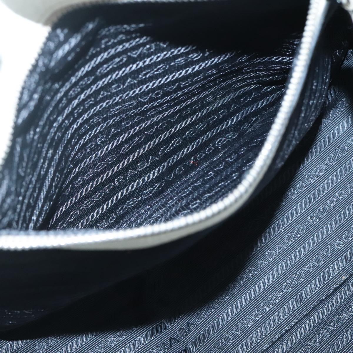 PRADA Tote Bag Leather White Silver Auth ep9305