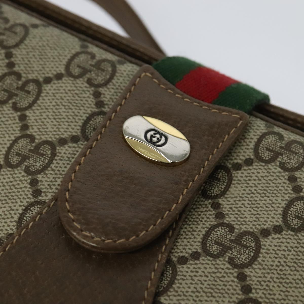 GUCCI GG Supreme Web Sherry Line Bag PVC Beige Gold 72 02 024 Auth ep9333