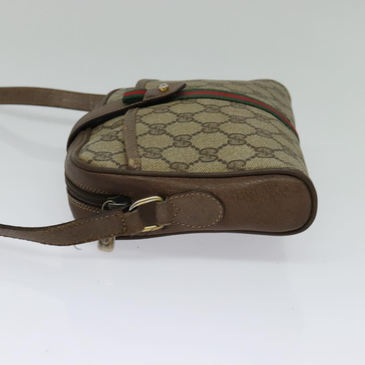 GUCCI GG Supreme Web Sherry Line Shoulder Bag PVC Beige 116 02 055 Auth ep9348