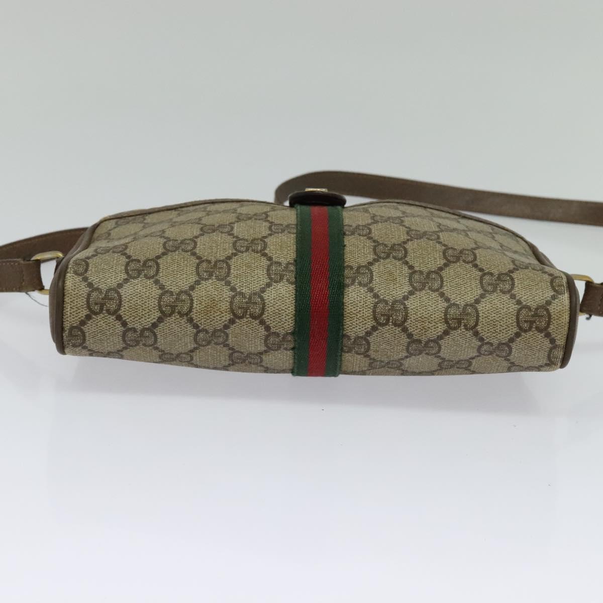 GUCCI GG Supreme Web Sherry Line Shoulder Bag PVC Beige 116 02 055 Auth ep9348