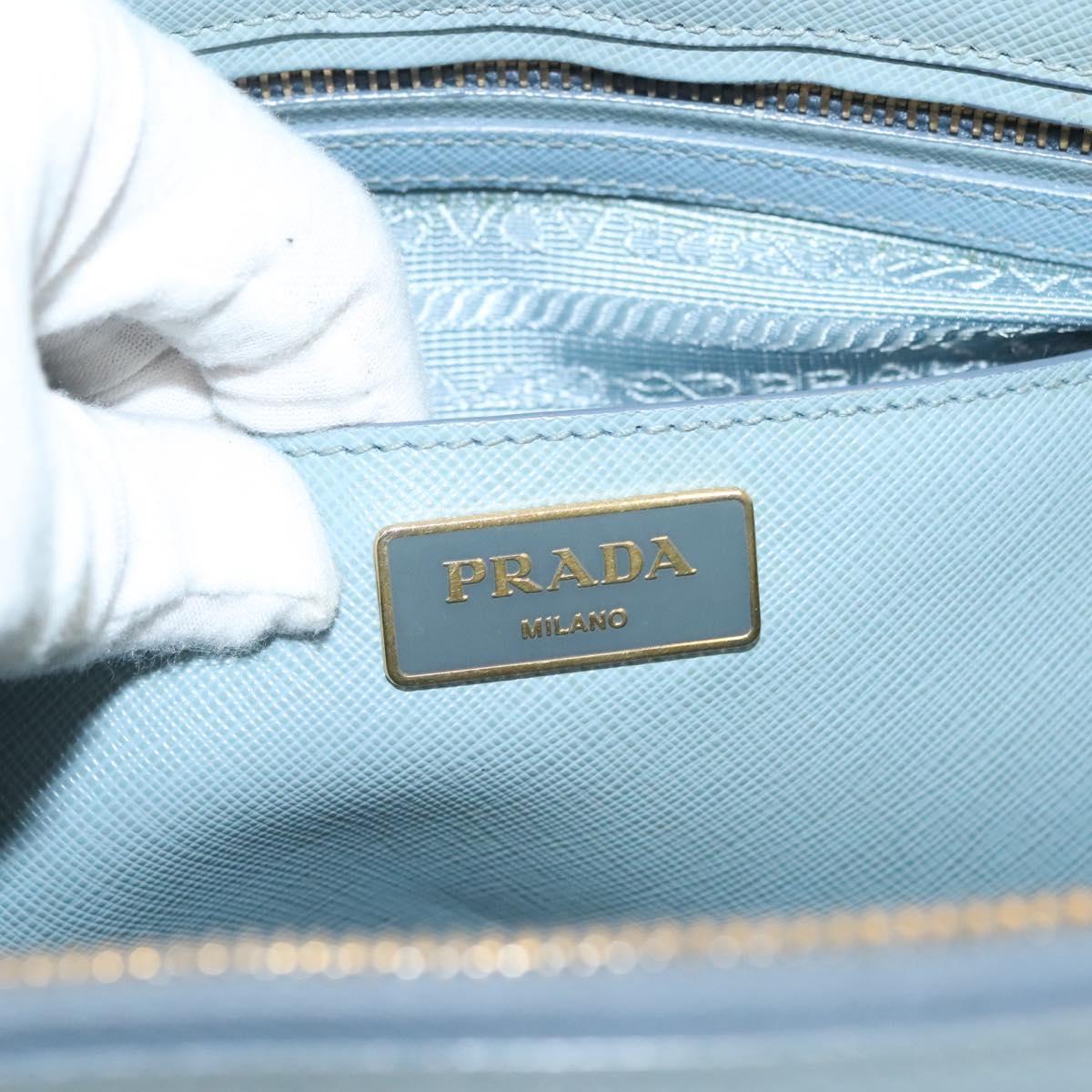 PRADA Galleria Hand Bag Safiano leather Light Blue Gold Auth ep9361