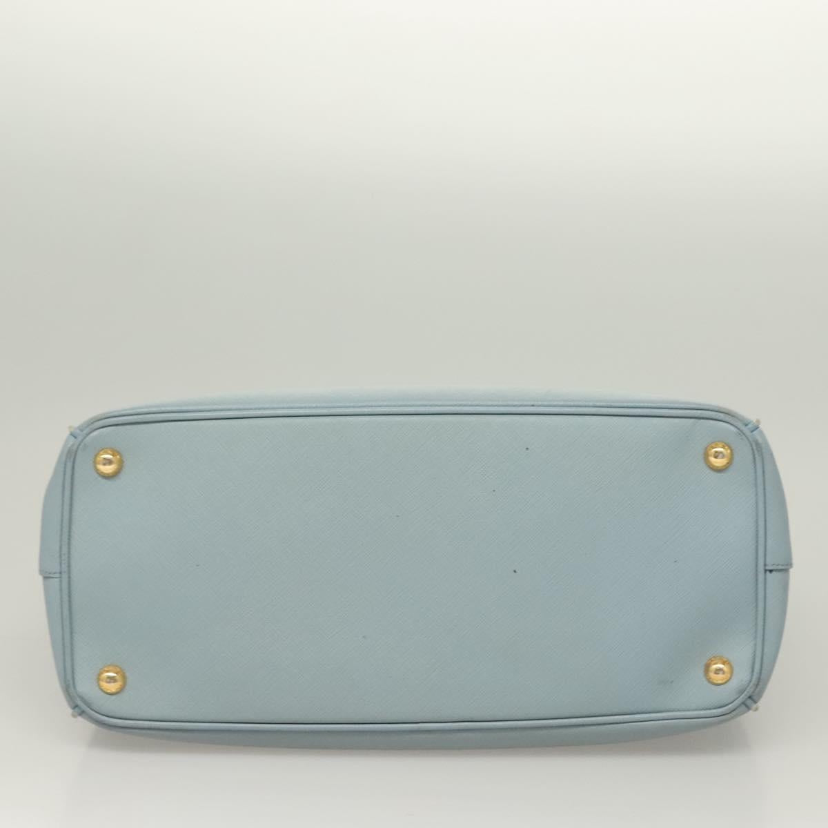 PRADA Galleria Hand Bag Safiano leather Light Blue Gold Auth ep9361