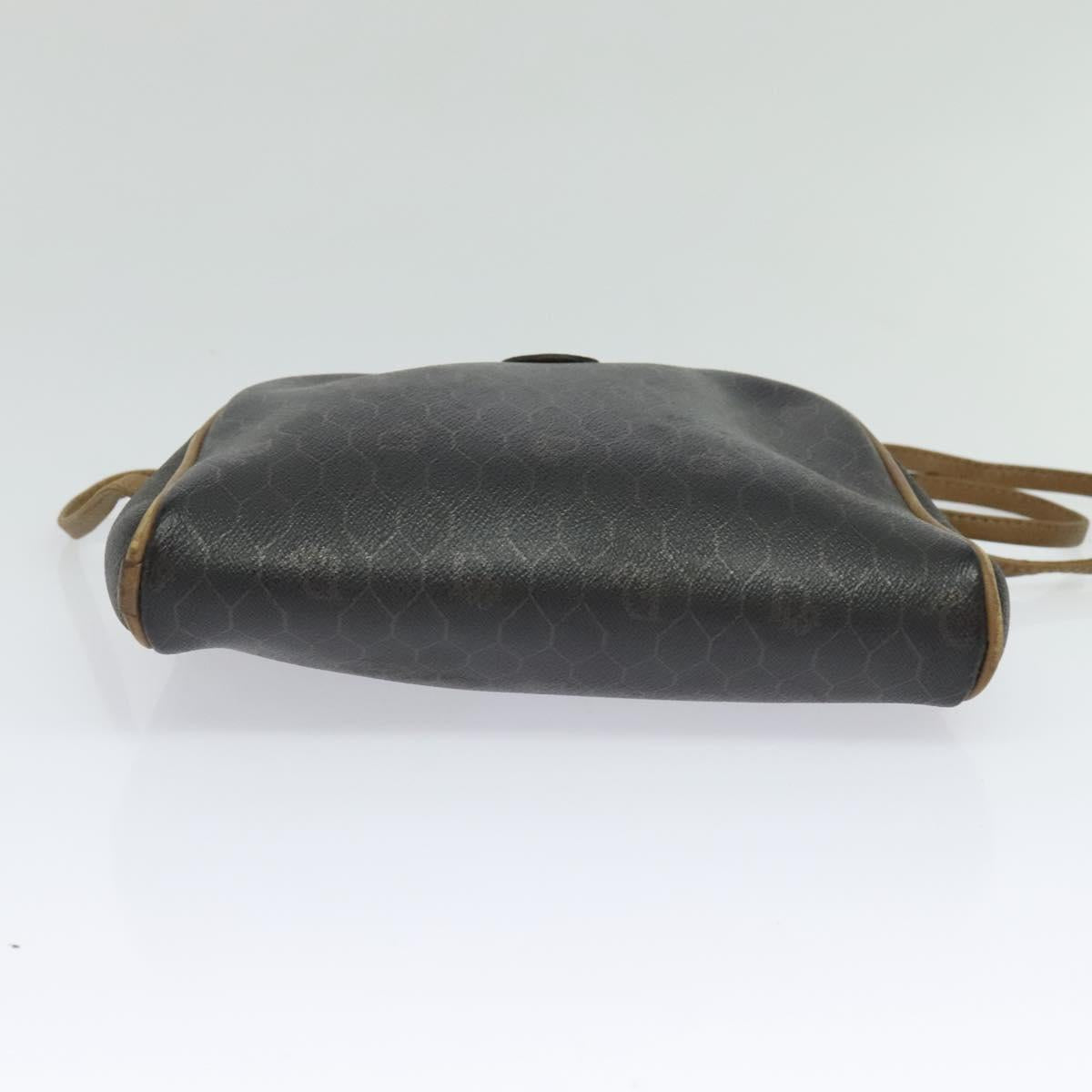 Christian Dior Honeycomb Canvas Shoulder Bag PVC Leather Black Auth ep9393