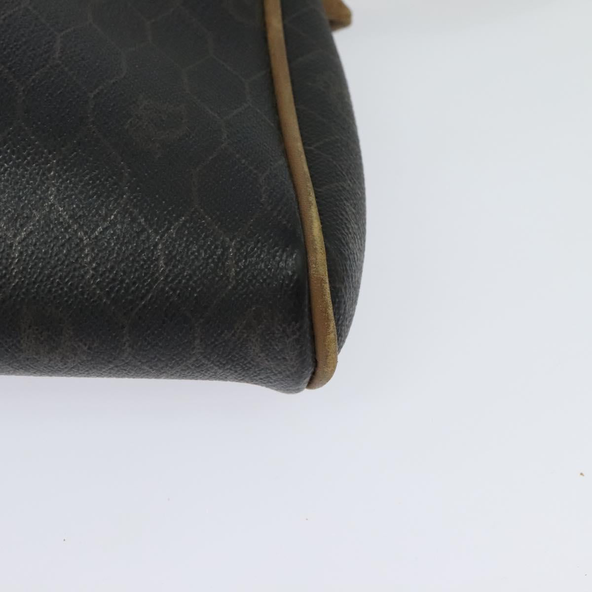 Christian Dior Honeycomb Canvas Shoulder Bag PVC Leather Black Auth ep9393