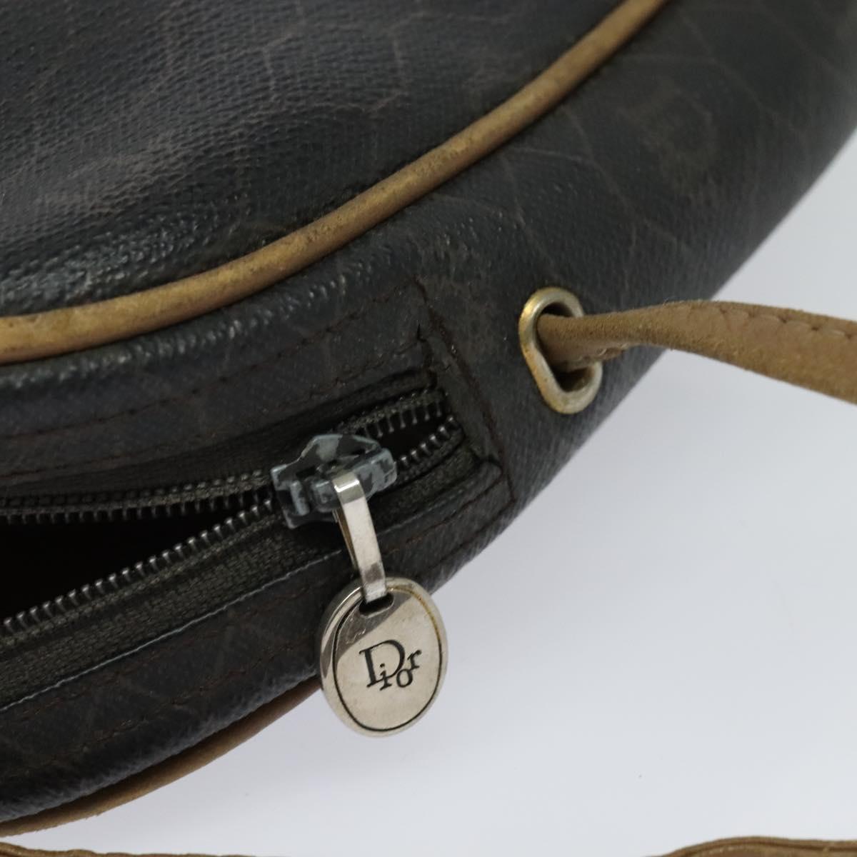 Christian Dior Honeycomb Canvas Shoulder Bag PVC Leather Black Auth ep9393