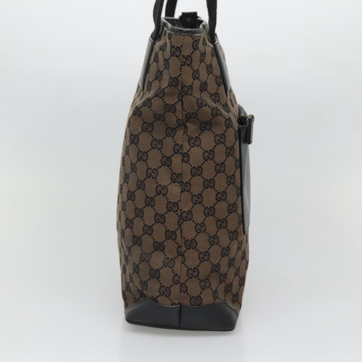 GUCCI GG Canvas Tote Bag Brown Silver 019 0401 Auth ep9402