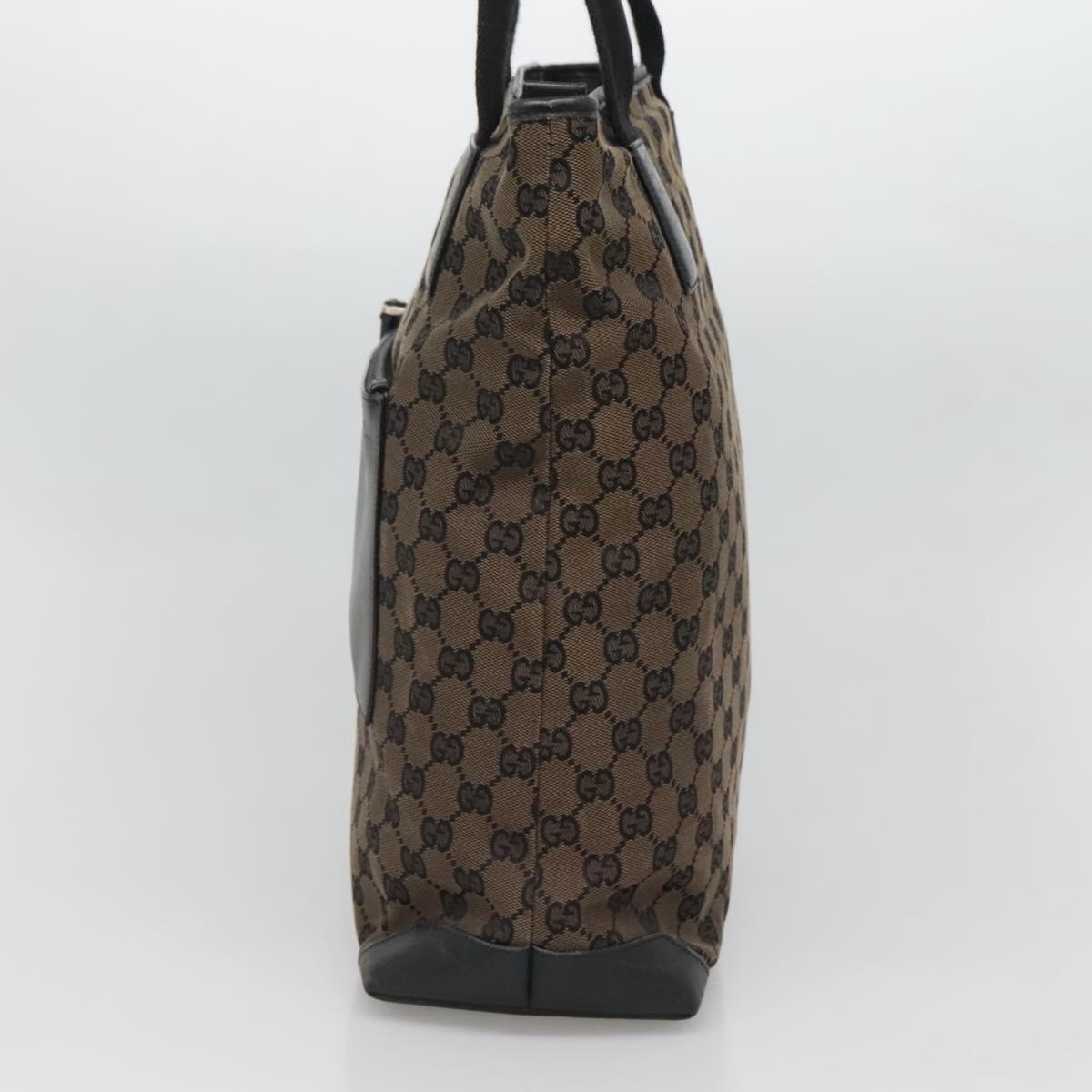 GUCCI GG Canvas Tote Bag Brown Silver 019 0401 Auth ep9402