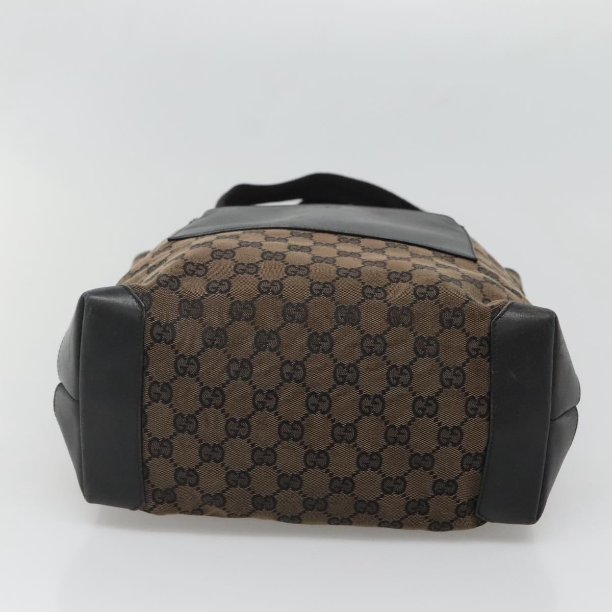 GUCCI GG Canvas Tote Bag Brown Silver 019 0401 Auth ep9402