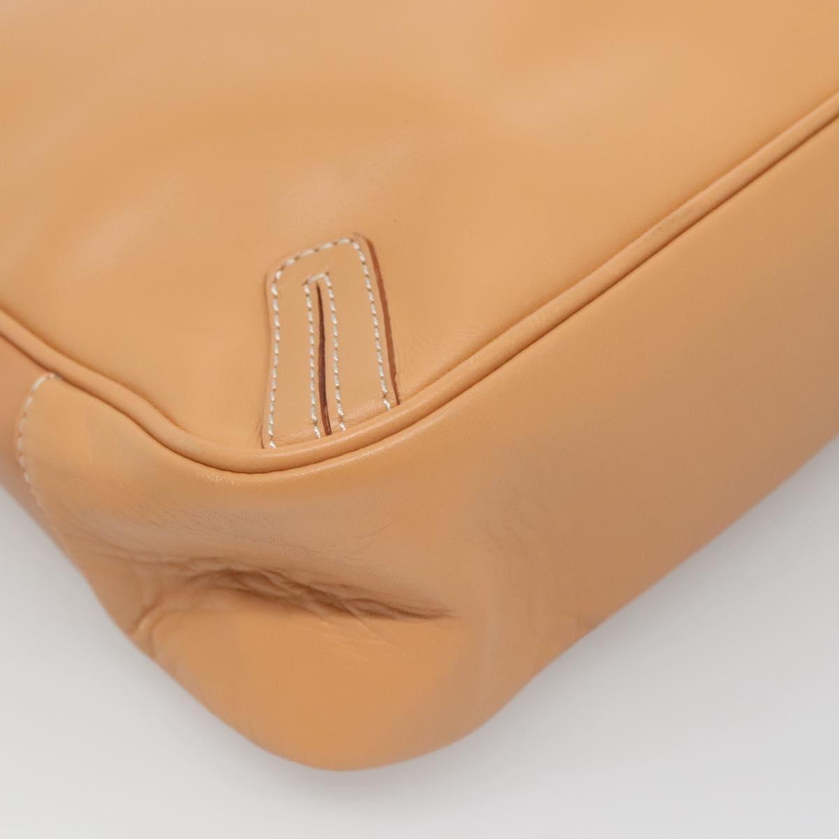 BURBERRY Shoulder Bag Leather Beige Silver Auth ep9425