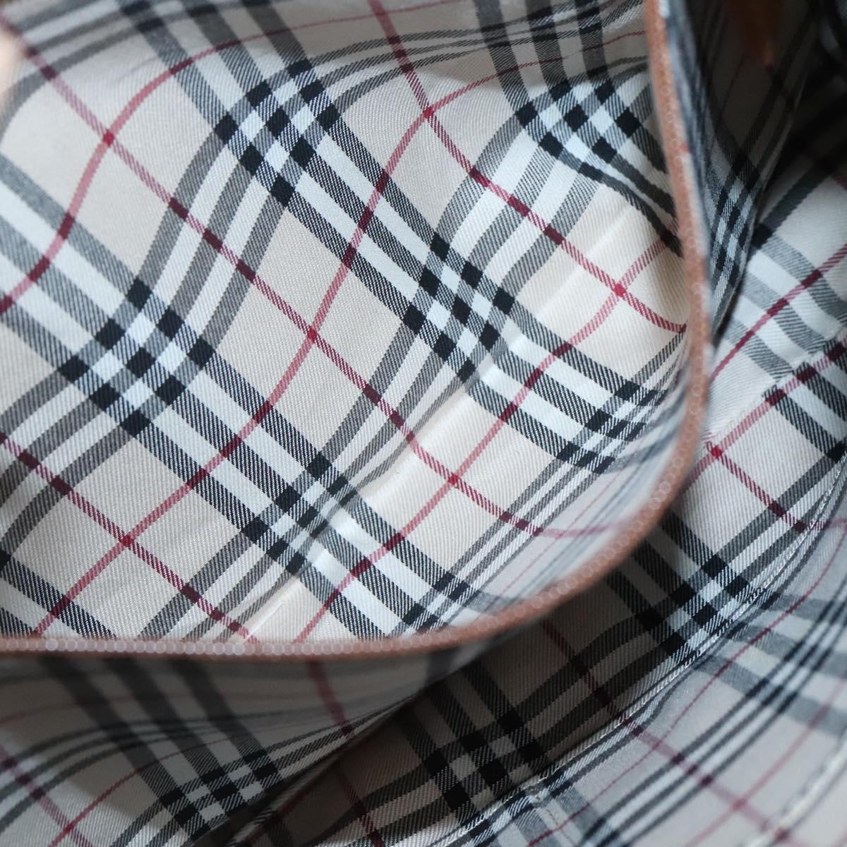 BURBERRY Shoulder Bag Leather Beige Silver Auth ep9425