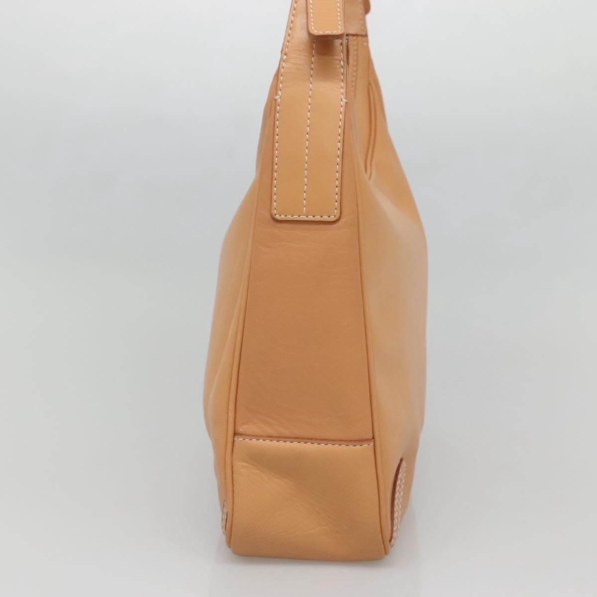 BURBERRY Shoulder Bag Leather Beige Silver Auth ep9425