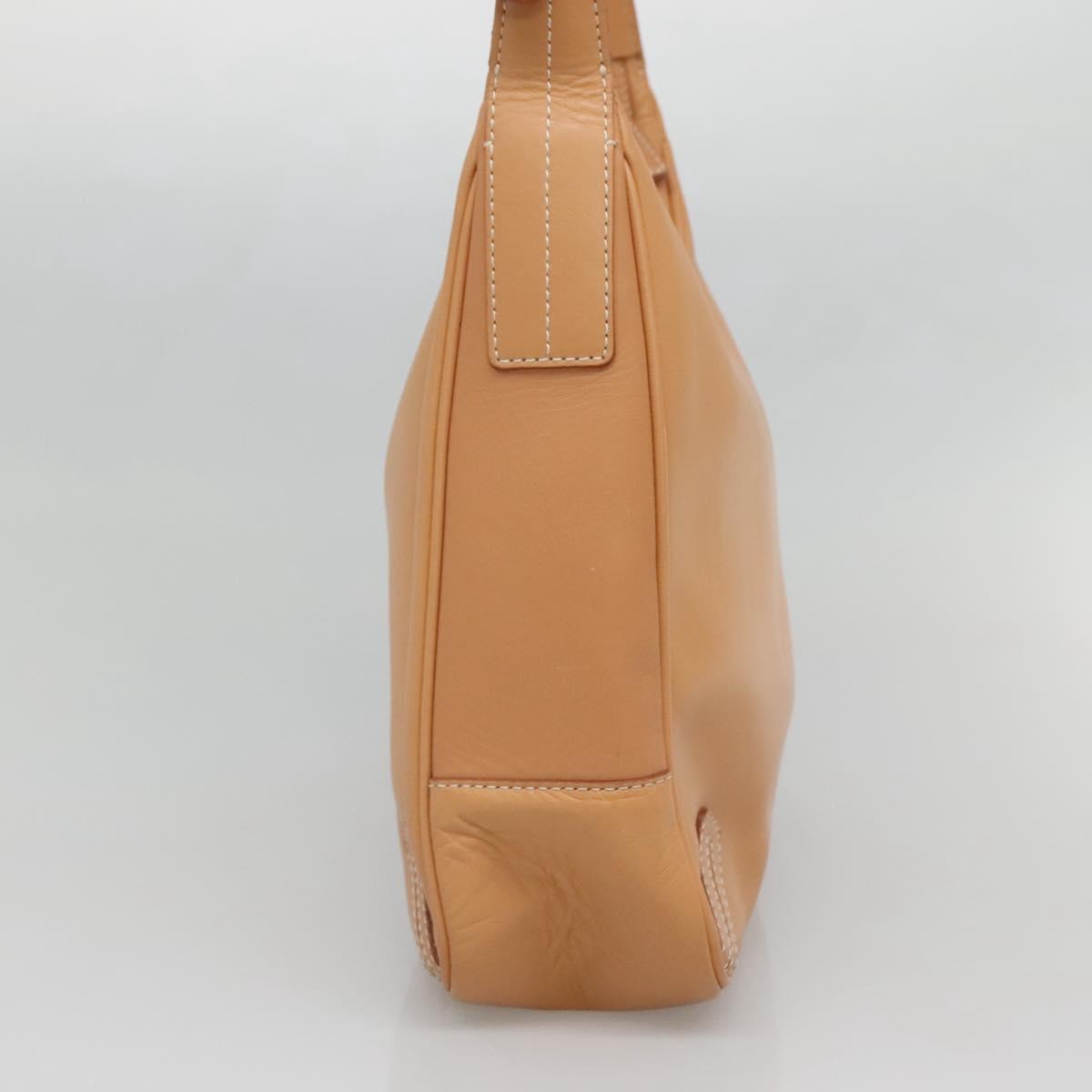 BURBERRY Shoulder Bag Leather Beige Silver Auth ep9425