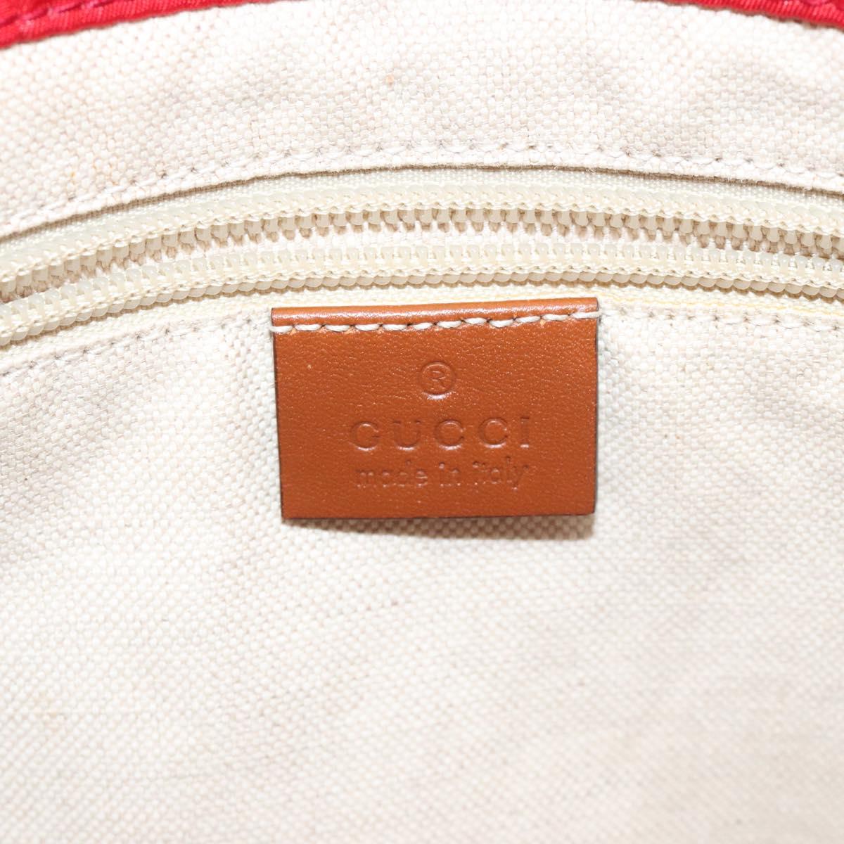 GUCCI GG Canvas Tote Bag Nylon Gold Red 282489 Auth ep9426