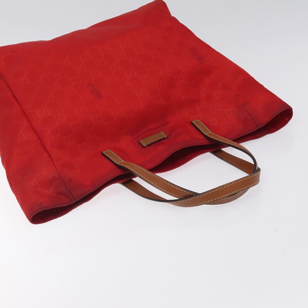 GUCCI GG Canvas Tote Bag Nylon Gold Red 282489 Auth ep9426